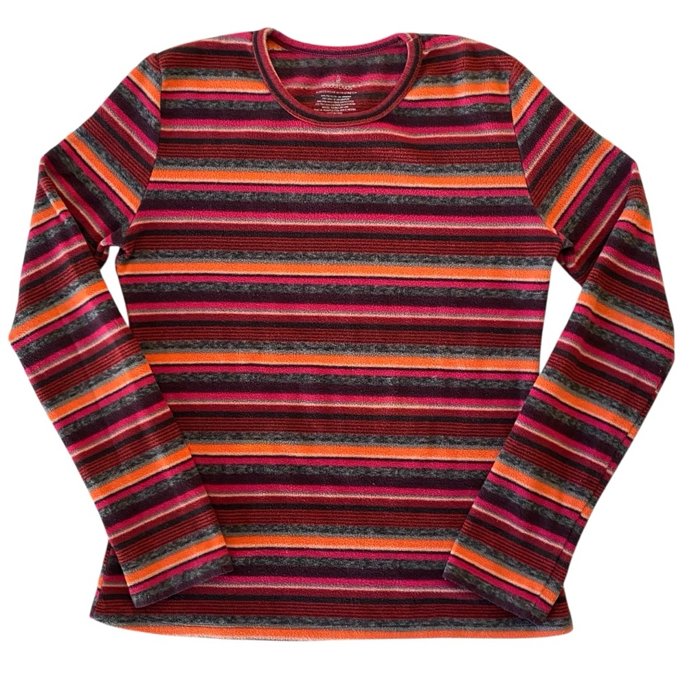 Cuddl Duds Lot of Two Fleecewear Stretch Tops Black & Pink & Orange Striped M - Picture 2 of 10